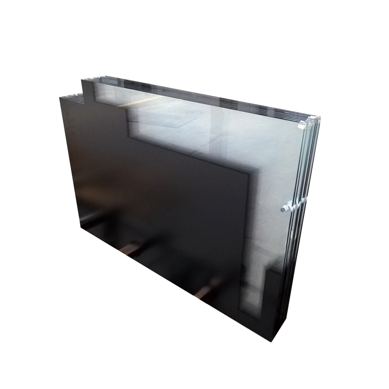 Svart silkescreentryckt glas
